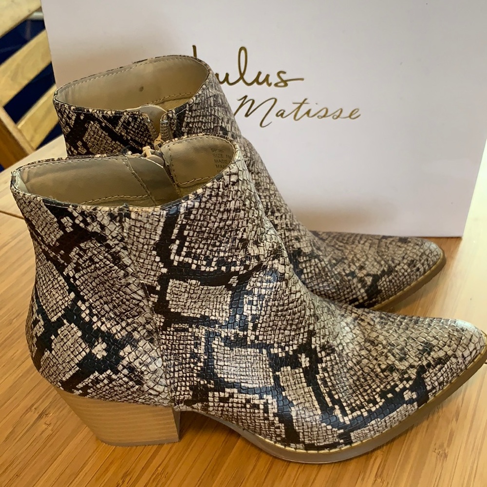 Lulus snake print ankle boots